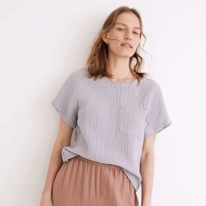 Madewell Lightspun Renwood Button-Back Top in Faded Lavender